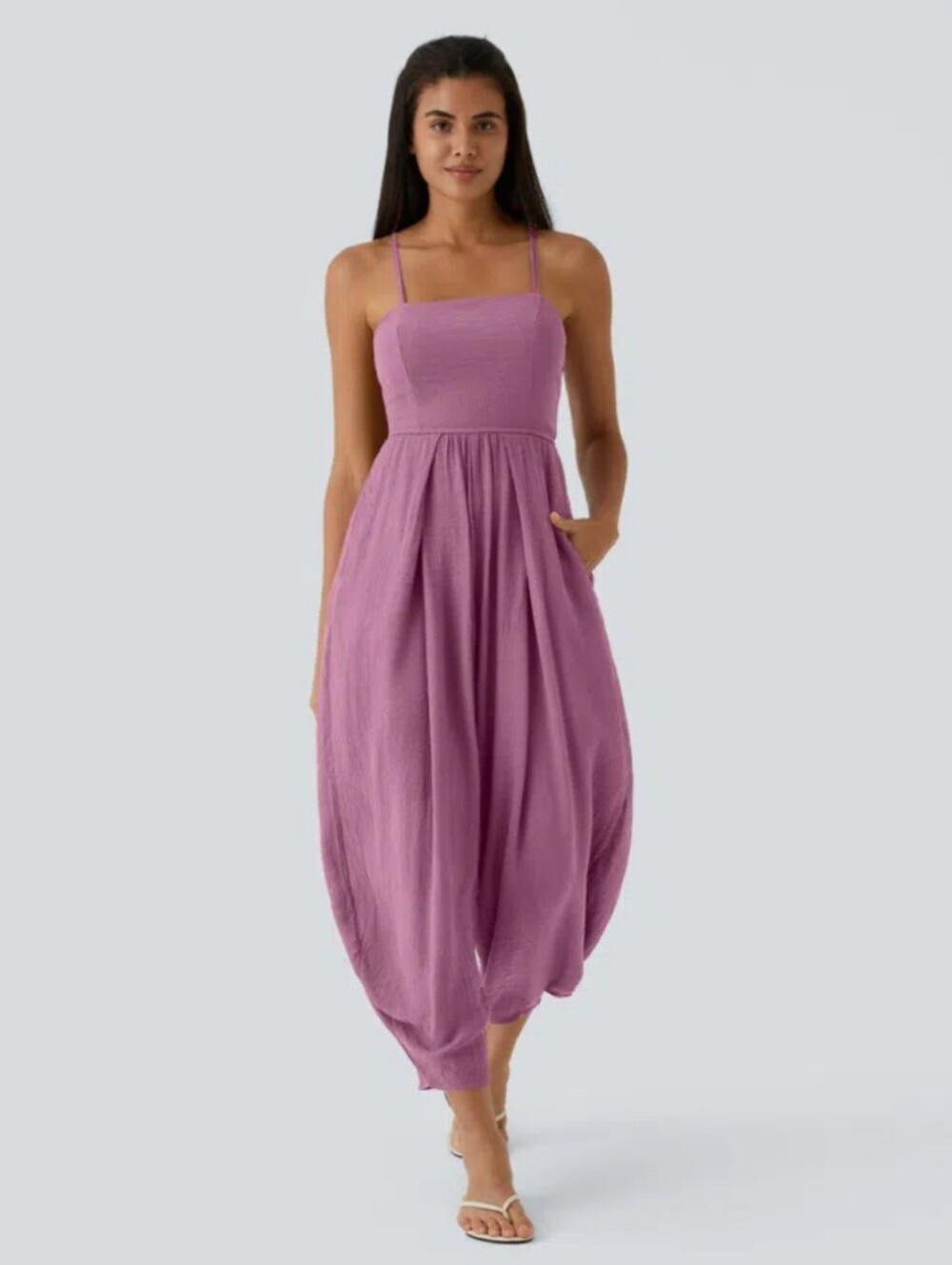 Halara Spaghetti Strap Lace-Up Pocket Jumpsuit - S